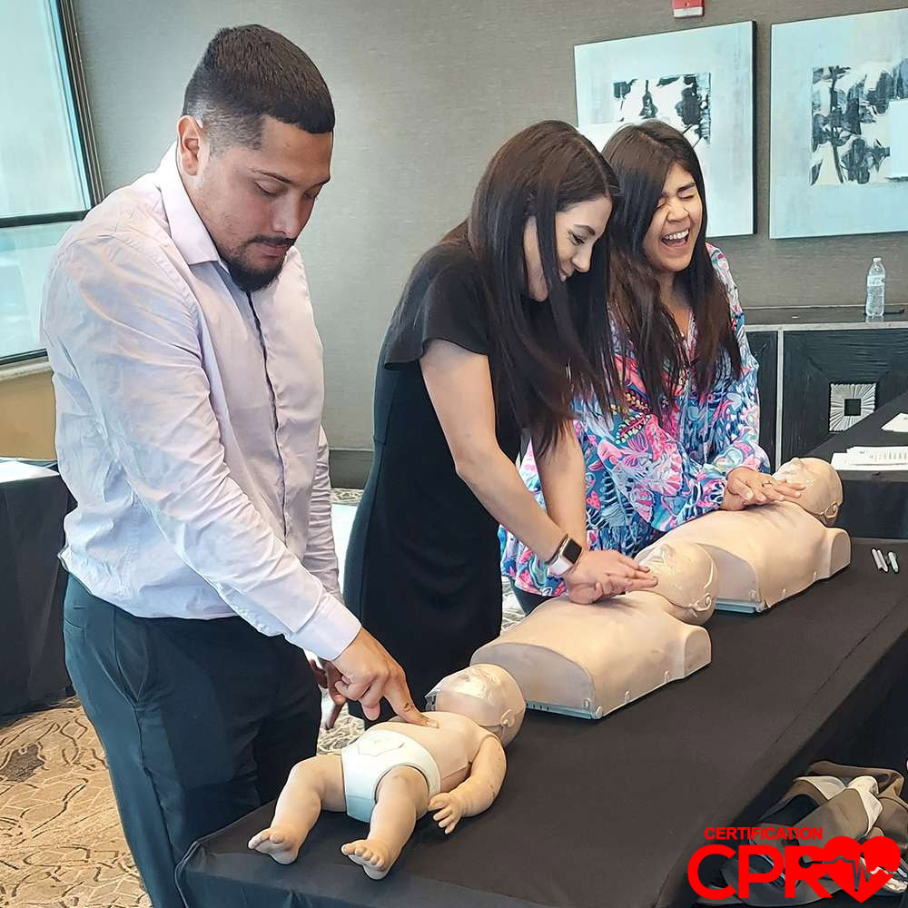 CPR training class in Clearwater with students practicing on mannequins.